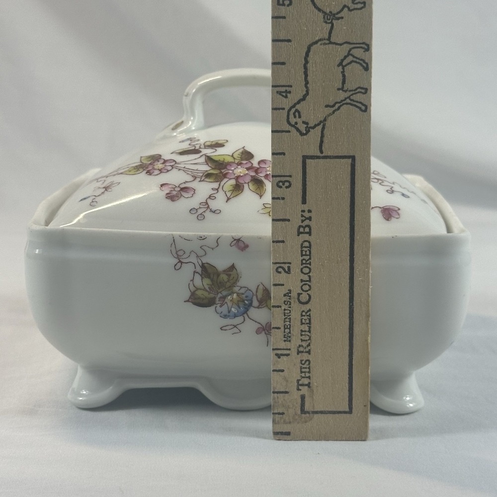 Limoges France Porcelain Trinket Box Floral Square Lidded Dresser Jar 5.25" - Picture 15 of 16